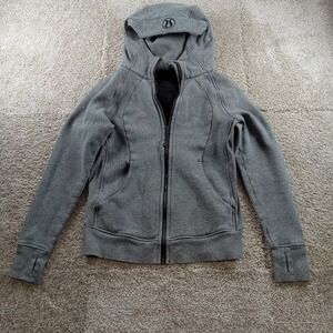 Lululemon Jacket Womens Size 8 Gray Heather Scuba Full Zip Fleece Hoodie 7LW4AFP